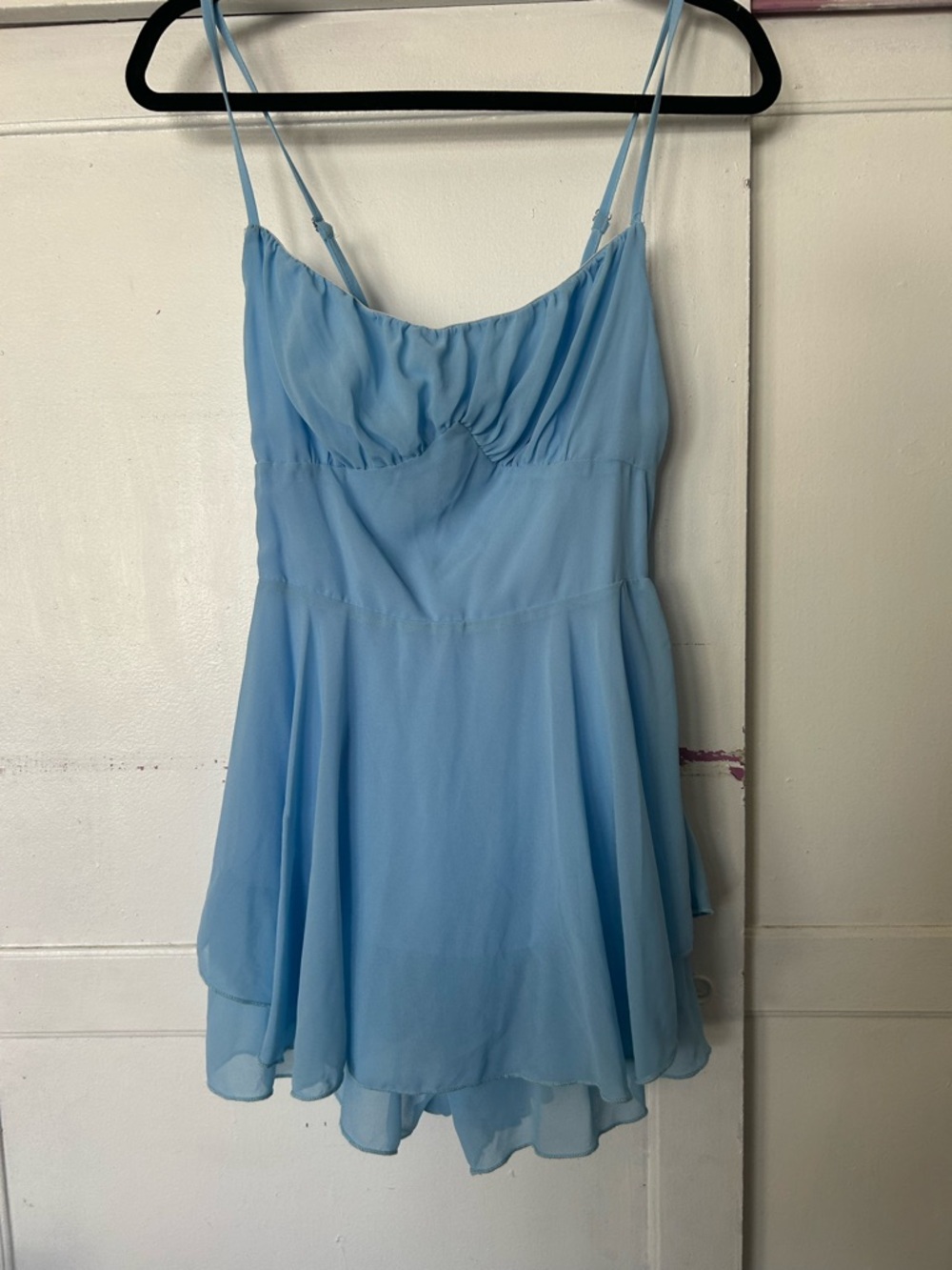 Light Blue Chiffon Spaghetti Strap Dress